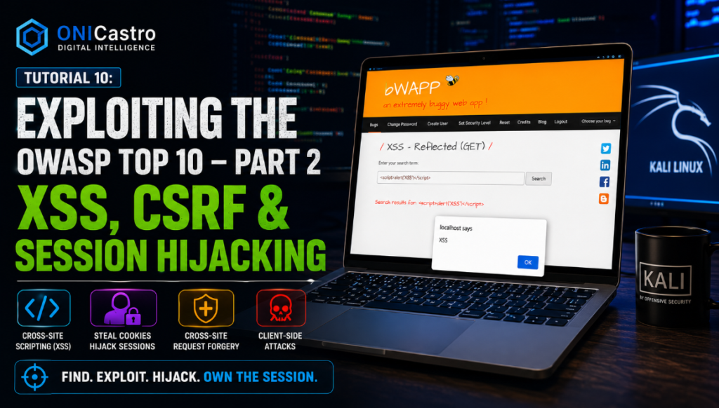 Tutorial 10: Exploiting XSS, CSRF, & Session Hijacking (OWASP Top 10 — Part 2)