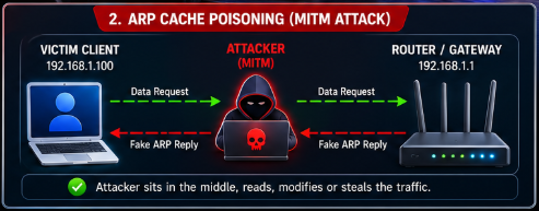 ARP Cache Poisoning (MITM Attack)